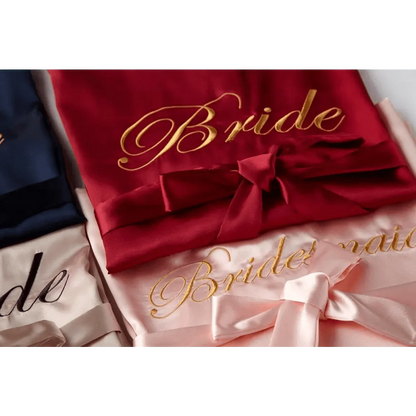 Elegant Wedding Bride Robe Lightweight Short Silk Sleepwear Women Indoor Bathrobes