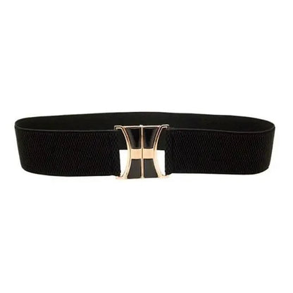 Elegant Wide Fabric Strap  Silver Metal Buckle Belts For Women Trendy Women's Fashion Stretchable Classic Color Belts