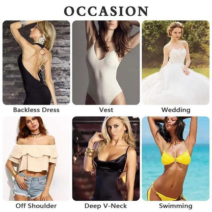 Elegant Women's Invisible Bra Super Push Up Seamless Self-Adhesive Sticky Wedding Party Front Strapless 8 10 12.5cm Cup Fly Bras