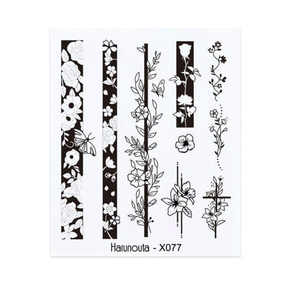 Embossed Nails Sticker 3D Flower Leaves Slider Water Transfer Nail Decals for Nail Art Transfer Sticker  3D Wave Design Decoration for Women Girls Art Stickers Decal Decoration Metallic Curve Strip Line Nail Decor