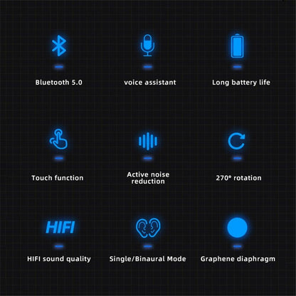 Ergonomic Single Lightweight Bluetooth Earphones Handsfree Wireless Headphones Business Driving Headset Outdoor Sports Volume Control Earphone Fingerprint Design Over Ear Earphone