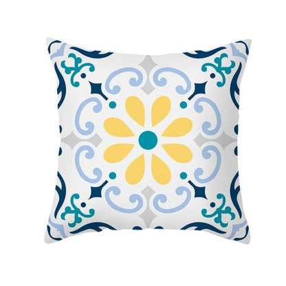 Ethnic Floral Patterns Sofa Cushion Cases Nordic Geometric Simple Blue Modern Decorative Throw Pillow Case Cushion Case For Room Bedroom Pillows Case Bohemian Decor Home Pillows 45x45CM