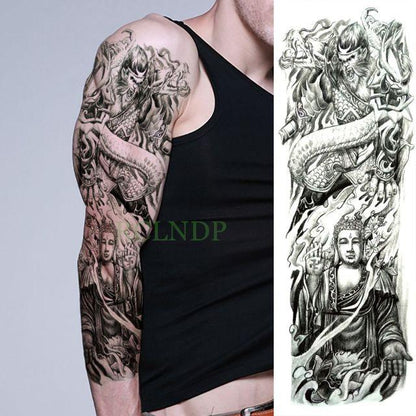 Extra Large Full Arm Leg Body Hand Waterproof Fake Tattoo Stickers Temporary Realistic Black Modern Mens Tattoo