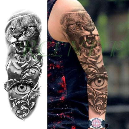 Extra Large Full Arm Leg Body Hand Waterproof Fake Tattoo Stickers Temporary Realistic Black Modern Mens Tattoo