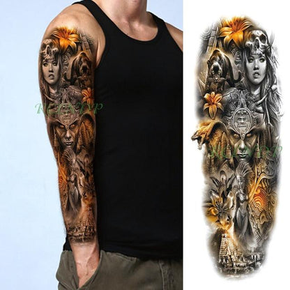 Extra Large Full Arm Leg Body Hand Waterproof Fake Tattoo Stickers Temporary Realistic Black Modern Mens Tattoo