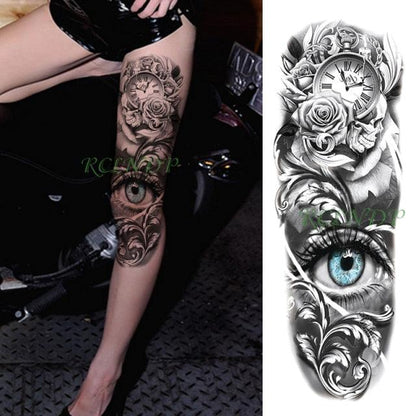 Extra Large Full Arm Leg Body Hand Waterproof Fake Tattoo Stickers Temporary Realistic Black Modern Mens Tattoo