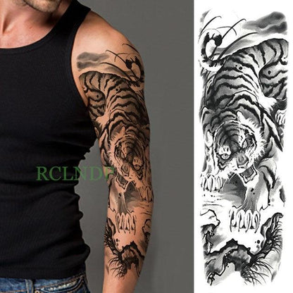 Extra Large Full Arm Leg Body Hand Waterproof Fake Tattoo Stickers Temporary Realistic Black Modern Mens Tattoo