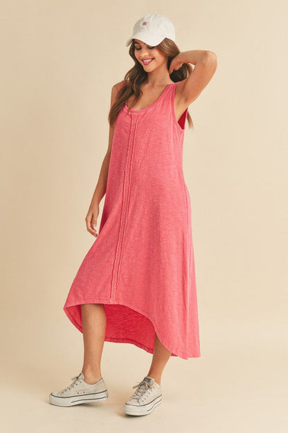 High-Low Hem Scoop Neck Midi Tank Dress For Women – Trendy, Versatile & Comfortable for Any Occasion
