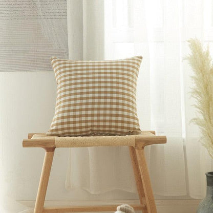 Farmhouse Plaid Striped Linen Cotton Pillow Covers Outdoor Plaid Square Pillow Cushion Case Cotton Linen Throw Pillow Covers Sofa Chair Decorative Cotton Cushions Cover Red Green Blue Pillowcase
