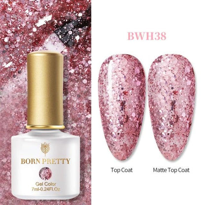 Fashion 2022 New Womens Colorful Nail Gel Polish Modern Glitter Pink Purple UV Diamond Stylish Design Nail Colors Gel For Girls and Women In Shinny Trend Color