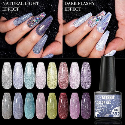 Fashion 2022 Reflective Glitter Gel Nail Polish 8 Colors Sparkling Auroras Permanent UV Diamond Gel Nail Polish Gel For Girls and Womens