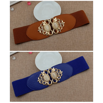 Fashion Black Elastic Waistband One-Piece Dress Women Decorative Belt Elegant Women's Style Party Dress Belts