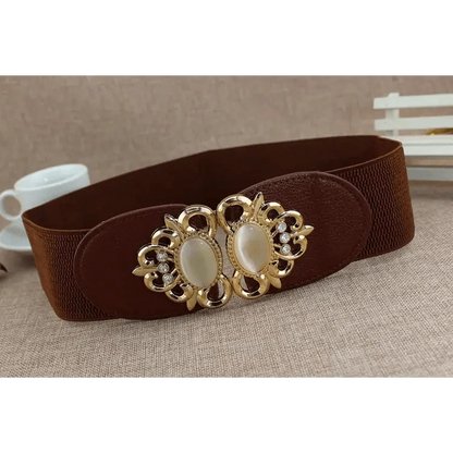 Fashion Black Elastic Waistband One-Piece Dress Women Decorative Belt Elegant Women's Style Party Dress Belts
