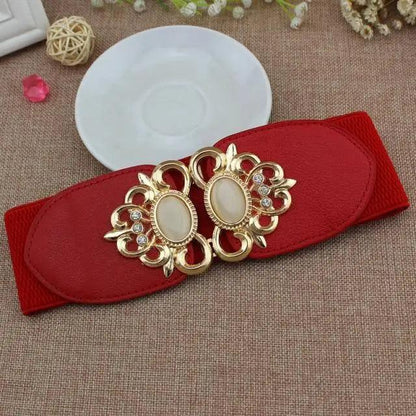 Fashion Black Elastic Waistband One-Piece Dress Women Decorative Belt Elegant Women's Style Party Dress Belts