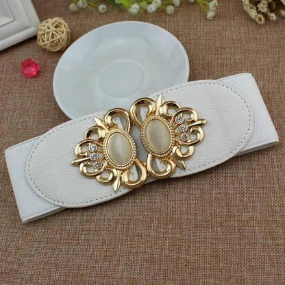 Fashion Black Elastic Waistband One-Piece Dress Women Decorative Belt Elegant Women's Style Party Dress Belts