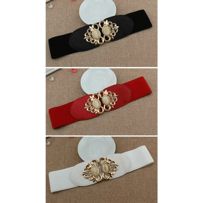 Fashion Black Elastic Waistband One-Piece Dress Women Decorative Belt Elegant Women's Style Party Dress Belts