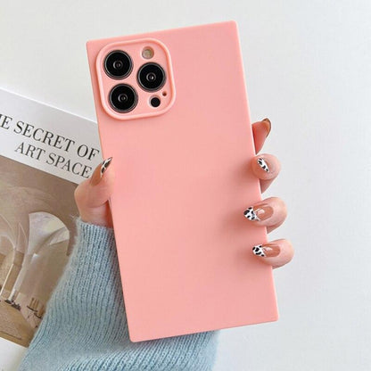 Fashion Candy Color Square Soft Silicone Phone Case For iPhone 13 11 12 Pro Max Bumper Shockproof Cover Square Silicone Camera Case Ultra Thin Lightweight Silky Soft Case Compatible with iPhone