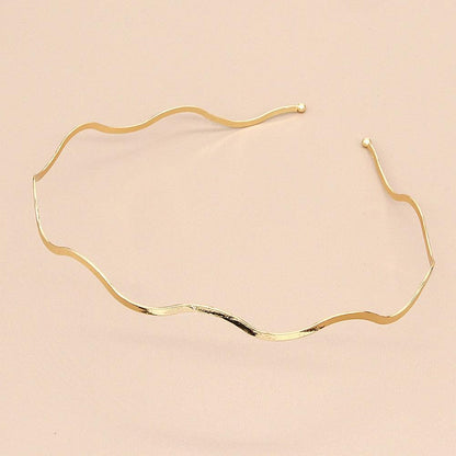 Fashion Chic Metal Wave Invisible Headband Gold Thin Hair Hoop For Women Girls Wild Headwear Hair Styling Tool Gorgeous Hair Accessories For Women