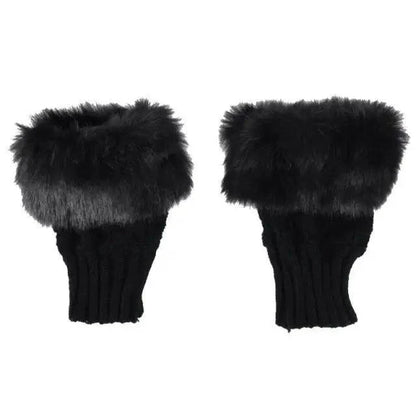 Fashion Fingerless Warm Wool Knitted Classic Fur Half One Size Finger Gloves For Women Cute Soft And Comfortable Trendy Fashion Stretchy Gloves For Women