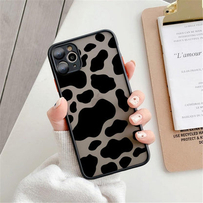 Fashion Leopard Pattern Case For iPhone 13 14 Pro MaxXS Max XR X Shockproof Cover Clear Bumper Women Girl Phone Case Cover with Black Leopard Print Designed for iPhone