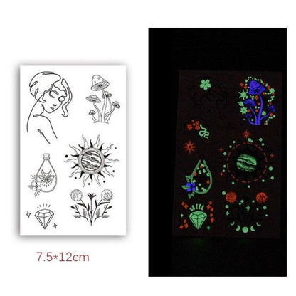 Fashion Luminous Sticker Tattoos Waterproof Temporary Different Luxury Tattoos For Womens Mens Kids