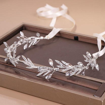 Fashion New Crystal Silver Color Tiara Crowns Leaf Rhinestone Wedding Headbands Hairbands Bridal Women Hair Jewelry Gorgeous Hair Accessories For Women