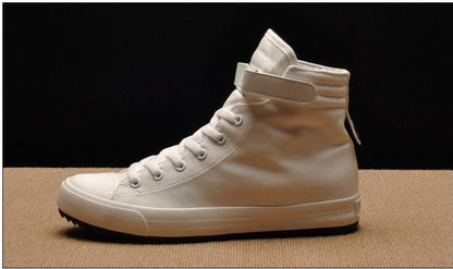Fashion New Mens Light Breathable Canvas Casual Black White  High Top Solid Color Sneakers Shoes Vulcanized Mens Sports Walking Jogging Non Slip Athletic Sneakers
