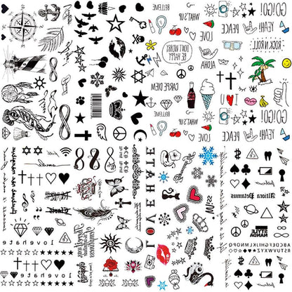Fashion Small Sexy Black Temporary Waterproof Tattoo Cute Star Heart Tattoos Sticker Body Finger Tattoo For Kids Womens