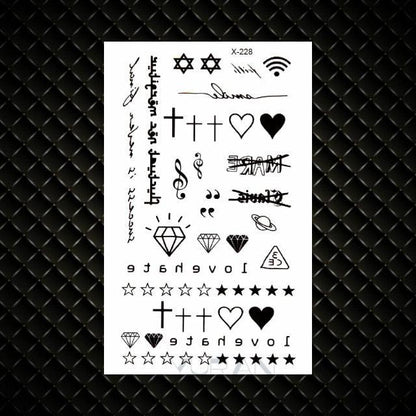 Fashion Small Sexy Black Temporary Waterproof Tattoo Cute Star Heart Tattoos Sticker Body Finger Tattoo For Kids Womens