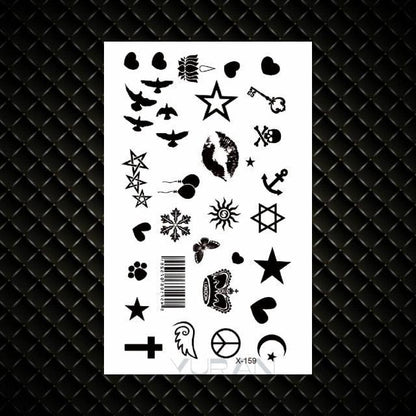 Fashion Small Sexy Black Temporary Waterproof Tattoo Cute Star Heart Tattoos Sticker Body Finger Tattoo For Kids Womens