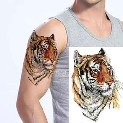 Fashion Temporary Sticker Tiger Tattoo Waterproof Removable Realistic Body Tatoo For Mens