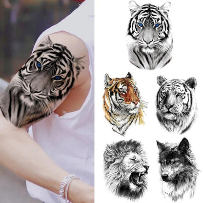 Fashion Temporary Sticker Tiger Tattoo Waterproof Removable Realistic Body Tatoo For Mens