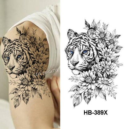Fashion Temporary Sticker Tiger Tattoo Waterproof Removable Realistic Body Tatoo For Mens