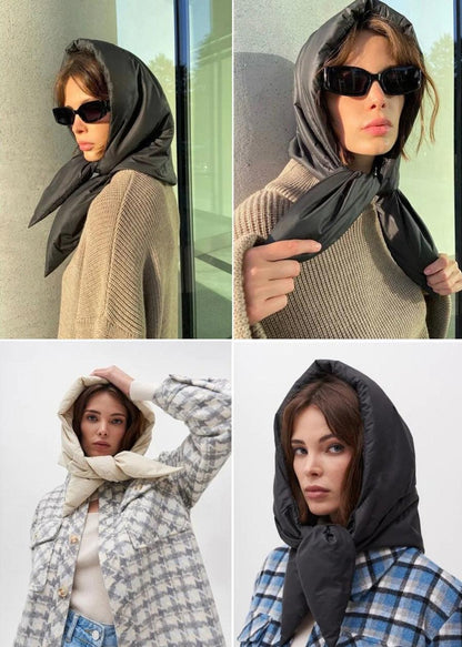 Fashion Winter Light Soft Warm Puffer Neckerchief Puff Neck Scarf Lightweight Head Wrap Headscarf Scarf Triangle Shawl Hood Scarf Puffy For Women