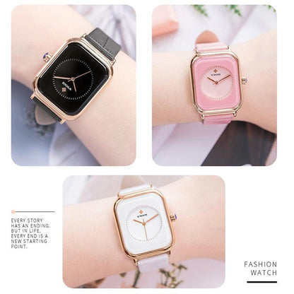 Fashion Women Watches White Leather Minimalist Rectangle Ladies Quartz Dress Wristwatch Fashion Leather Wrist Watch Rectangle Elegant Simple Dial Analog Quartz Dress Watch