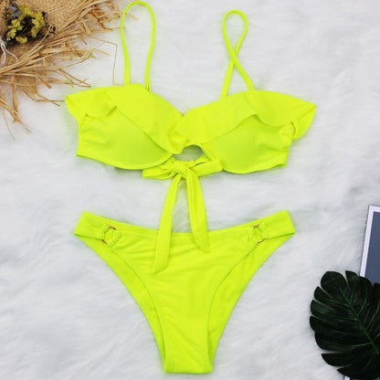 Female Two Piece Swimsuit Low Waist Bikini Floral Printing Swimwear Push Up Bathing Suit  Detachable Padded Push Up Striped Bikini Set Two Piece Swimsuit Ladies Vintage Lace Bikini Sets Beach Swimwear