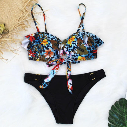 Female Two Piece Swimsuit Low Waist Bikini Floral Printing Swimwear Push Up Bathing Suit  Detachable Padded Push Up Striped Bikini Set Two Piece Swimsuit Ladies Vintage Lace Bikini Sets Beach Swimwear