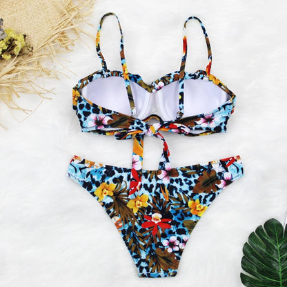 Female Two Piece Swimsuit Low Waist Bikini Floral Printing Swimwear Push Up Bathing Suit  Detachable Padded Push Up Striped Bikini Set Two Piece Swimsuit Ladies Vintage Lace Bikini Sets Beach Swimwear