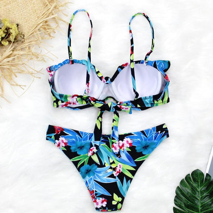 Female Two Piece Swimsuit Low Waist Bikini Floral Printing Swimwear Push Up Bathing Suit  Detachable Padded Push Up Striped Bikini Set Two Piece Swimsuit Ladies Vintage Lace Bikini Sets Beach Swimwear