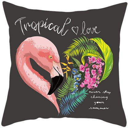 Flamingo Cushion Cover Decor Cushion Case Elegant Tropical Flamingo Pillow Covers Decorative Cotton Linen Square Pillow Cases Cushion Cover Home Decor Car Cushion Cover Pink Pillow Case