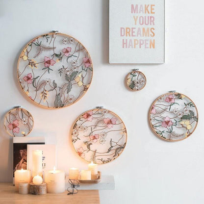 Flat Round Net Embroider Display Stand Net Yarn Wedding Ornaments Wall Hanging Decors Hot Decor for Living Room or Bedroom Unique Wall Art