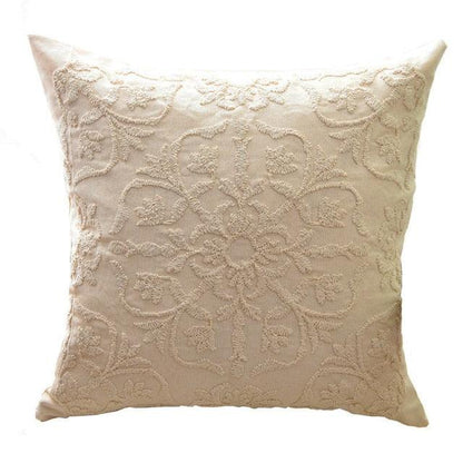 Floral Embroidered Throw Pillow Covers Cotton Pillowcase Sofa Couch For Home Decor Embroidery Throw Pillow Covers Square Cushion Case Modern Cushion Cover Square Pillowcase Decoration for Sofa Bed Chair Car 50x50cm