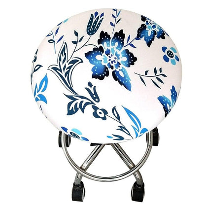 Floral Printed Round Chair Cover Bar Stool Elastic Seat Cover Home Chair Slipcover Anti-dirty Case Removable Chair Protector Stretch Round Bar Stool Covers Washable Stool Cushion Slipcover Elastic Bar Chair Covers