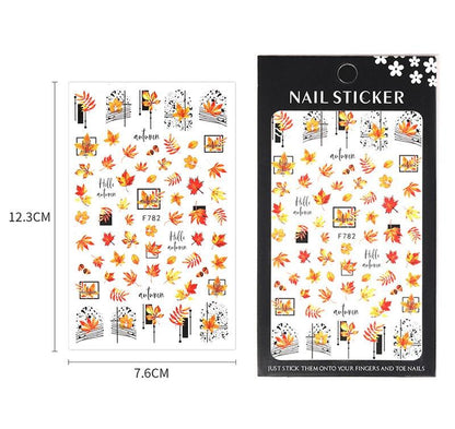Flowers Leaves Line 3D Nail Stickers Autumn Winter Fall Leaf Design Transfer Sliders Abstract Waves Nail Art Decals Manicures  Decal Self-Adhesive 3D Wave Design Decoration for Women Girls Tape Nail Art Stickers Decal Decoration
