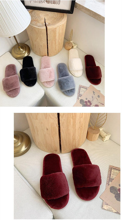 Fluffy Slippers Women Cozy Faux Fur Cross Indoor Floor Slides Flat Soft Furry Shoes Fluffy Furry Fur Slippers Flip Flop Open Toe Cozy House Memory Foam Sandals Slides Soft Flat Comfy Slippers