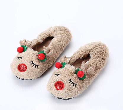 Fluffy Slippers Women Warm Cute Christmas Slippers Indoor Non-Slip Cotton Slippers For Home Cozy Soft Memory Foam House Slippers Cozy Fluffy Fuzzy Bedroom Slippers Indoor Outdoor Home Warm Slippers