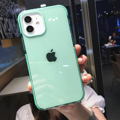 Fluorescent Color Shockproof Phone Case For iPhone 13 Pro Max 12 Mini 11 Transparent Soft Silicone Cover Transparent Case Glow In Dark Phone Case Luxury Square Case Cover For iPhone