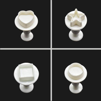 Fondant Cake Cookie Cutter Embossed Ejector Stamp Plunger Mold Kitchen Baking Cake Decorating Tools  Heart Shaped Cookie Mold Hand Press Cookie Dessert Cutter Pastry Decoration Tool Mooncake Maker