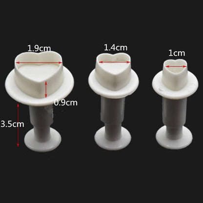 Fondant Cake Cookie Cutter Embossed Ejector Stamp Plunger Mold Kitchen Baking Cake Decorating Tools  Heart Shaped Cookie Mold Hand Press Cookie Dessert Cutter Pastry Decoration Tool Mooncake Maker