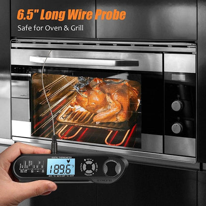 Food Kitchen Digital Meat BBQ Thermometer Dual Probe Design Waterproof Cooking Tools Instant Read Food Thermometer with Alarm and Calibration Function Waterproof Cooking Thermometer for Grilling Baking BBQ Candy Milk